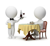 3d small people - waiter and client