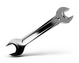 Polished wrench on the isolated white background