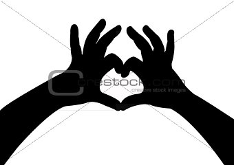 hands silhouettes with hearts