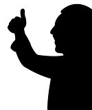 Silhouette of a young mans head in black, vector