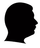 Silhouette of a young mans head in black, vector