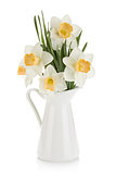 Bouquet of white daffodils in jug