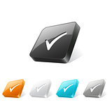 3d web button with check mark icon