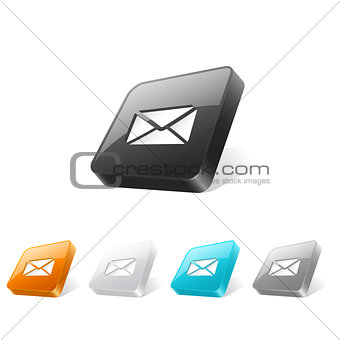 3d web button with e-mail icon