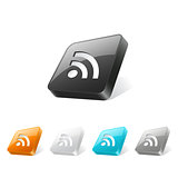 3d web button with rss icon