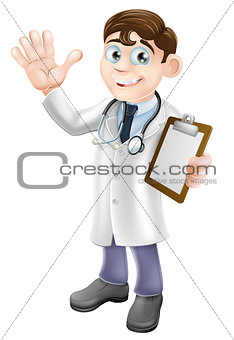 Cartoon Doctor Holding Clipboard