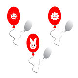 Red baloons with funny images