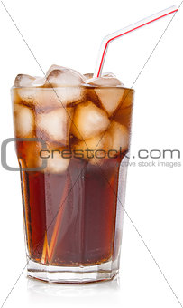 cola with ice in glass