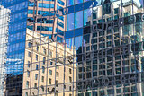 Old Building Reflections in Windows of Modern Office