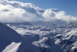 Snow plateau in clouds