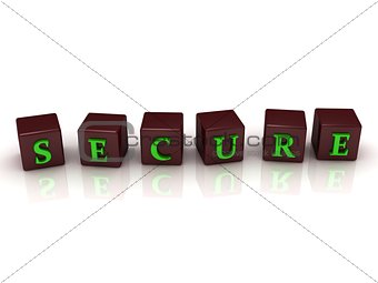 SECURE inscription in brown cubes 