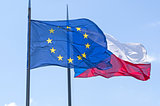 Flags of Czech Republic and European Union