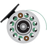 Fly reel with fishing line