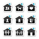 Home, family vector icons set