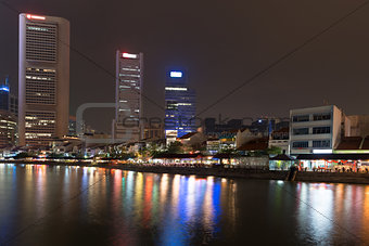 Illuminated skyline of Singapore at night