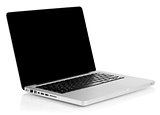 Aluminum laptop with black screen