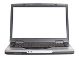 Laptop with blank white screen. Front view