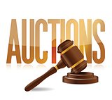 word auction and wooden gavel