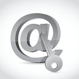 E-mail symbol with key. Internet security concept.