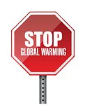 stop global warming red road sign
