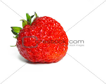 One strawberry on a white background