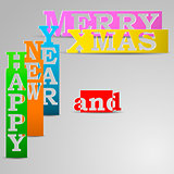 Happy New Year & Merry Xmas paper strips eps10 vector illustrati
