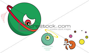 Funny planets illustration