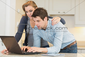 Couple surfing in the internet