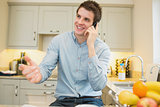 Man gesticulating while calling