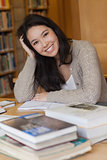 Smiling student in library