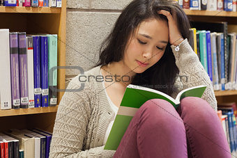 Stressed student reading a book