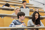 Working students sitting in a lecture hall