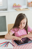 Young girl using a tablet computer