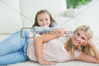 Daughter and mother relaxing together