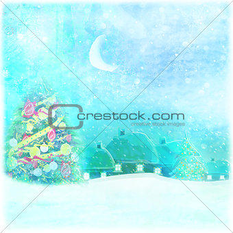  Christmas night in the village card 