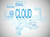 Cloud computing terms in blue
