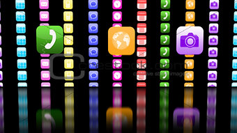Three application logos standing next to group of other applications