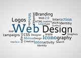 Group of blue web design terms
