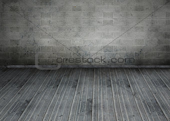 Empty room with brick wall