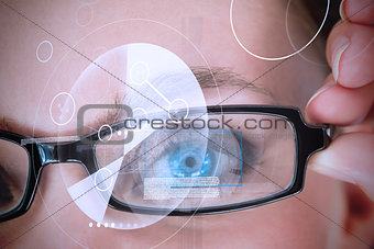 Womans eye being scanned for authorization