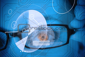 Orange eyed woman getting an eye security scan