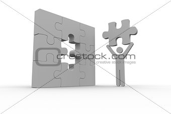 White human representation holding the missing jigsaw piece