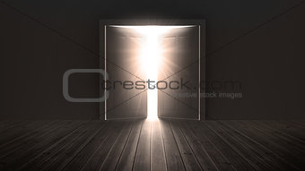 Doors opening to show a bright light