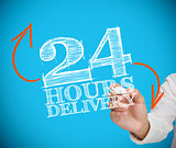 Businessman writing 24 hours delivery