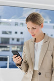 Businesswoman looking at her smartphone