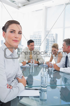 Serious businesswoman in a meeting