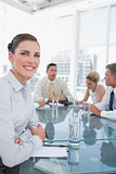 Smiling businesswoman in a meeting