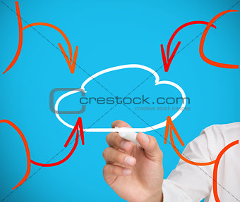 Businessman drawing white cloud