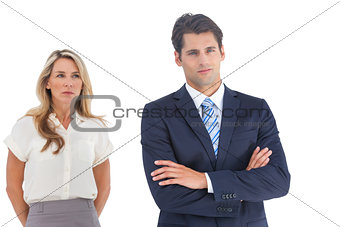 Businesswoman looking at a businessman