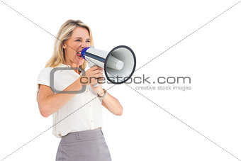 Businesswoman with a megaphone
